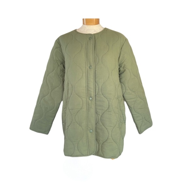Lucky Brand Green Lightweight Quilted Snap Front Jacket NWT Size M - Picture 4 of 14